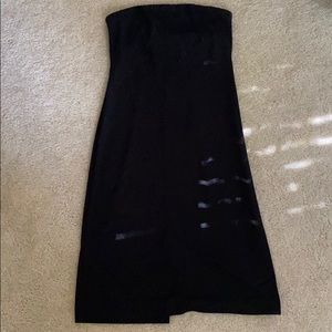 Strapless black dress with diagonal design